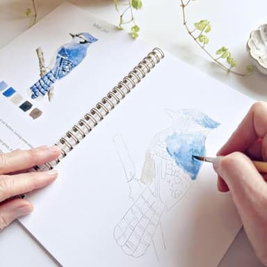 Emily Lex Studio Watercolor Workbook for Beginner,44 Spiral-Bound Pages Dispersed Beginner Friendly Watercolor Workbooks for Adults,Arts and Crafts Supplies Gift (Birds) - Image 4