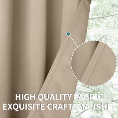 BGment Blackout Curtains - Grommet Thermal Insulated Room Darkening Bedroom and Living Room Curtains, Set of 2 Panels (52 x 54 Inch, Sand) - Image 5