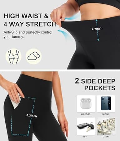 NEW YOUNG Capri Leggings with Pockets for Women High Waisted Workout Leggings Tummy Control Yoga Pants - Image 5