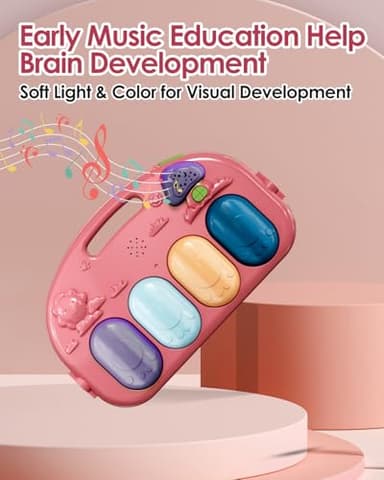 dearlomum Baby Play Mat Baby Gym,Funny Play Piano Tummy Time Baby Activity Mat with 5 Infant Sensory Baby Toys, Music and Lights Boy & Girl Gifts for Newborn Baby 0 to 3 6 9 12 Months (Pink) - Image 3