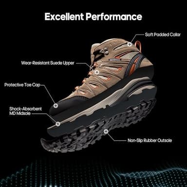 NORTIV 8 Women's Waterproof Hiking Boots Outdoor Trekking Camping Trail Hiking Boot Seeker,Size 8,Brown,Seeker - Image 3