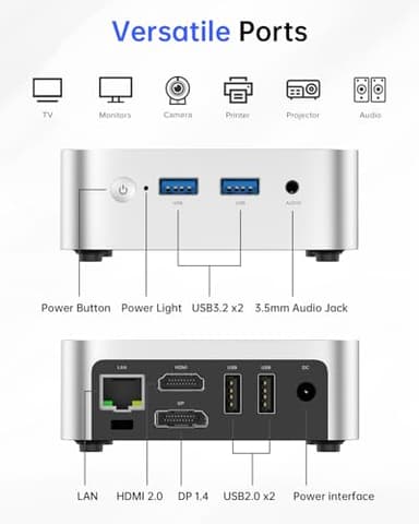 ACEMAGIC Vista V1 Mini PC Computers, Twin Lake N150(Beat N100/N95, up to 3.6GHz), 16GB DDR4 RAM 512 SSD Mini Computers,11 Pro Desktop 4K Dual Display/HDMI/WiFi/BT/LAN for Home/Office - Image 5
