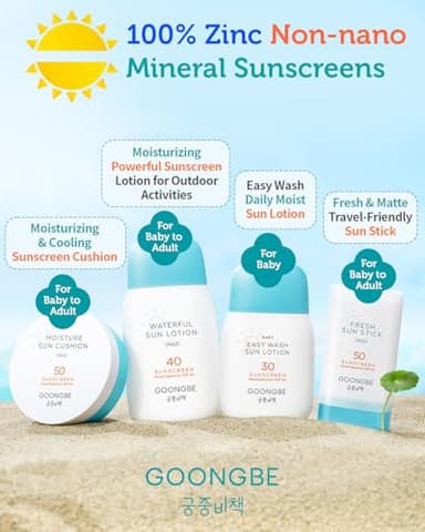 GOONGBE Waterful Sun Lotion Mild SPF 40 - Zinc Oxide Water Resistant Mineral Sunscreen for Babies, Kids & Adults - Hypoallergenic, Vegan, Reef-Safe - Korean Sun Care for Sensitive Skin, 2.82 fl.oz. - Image 7