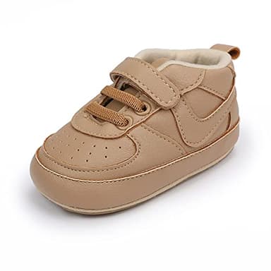 Clowora Unsex Baby Shoes Boys Girls Infant Sneakers Non-Slip Soft Rubber Sole Toddler Crib First Walker Lightweight Shoes (A02/Khaki,12-18 Months) - Image 6