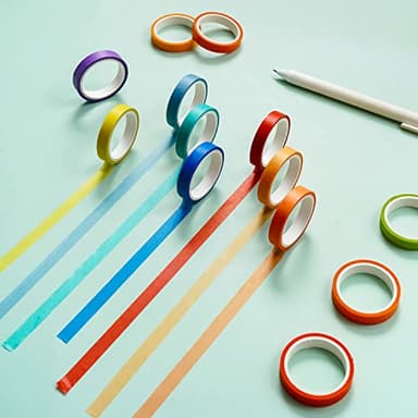 60 Rolls Washi Tape Sets 8mm Wide 10ft Long Basic Solid Color Rainbow Colored Decorative Thin Masking Tapes for Arts, Children Gifts, Bullet Journals, Wrapping Planner, Calendar, Scrapbooking DIY - Image 3