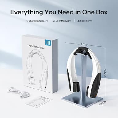 JIJ Neck Fan – Portable Neck Fan Rechargeable with 6 Adjustable Speeds, Neck Cooler with 360° Surround Breeze, Upgraded Long-lasting Wearable Fan for Hot Weather, Travel, Outdoor, Camping, Men & Women - Image 2