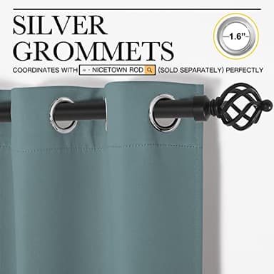 NICETOWN Modern Greyish Blue Blackout Curtains Noise Reducing, Thermal Insulated and Privacy Room Darkening Drape Panels for Boy's Guest Room Door Small Short Window (2 Panels, W42 x L63 -Inch) - Image 3