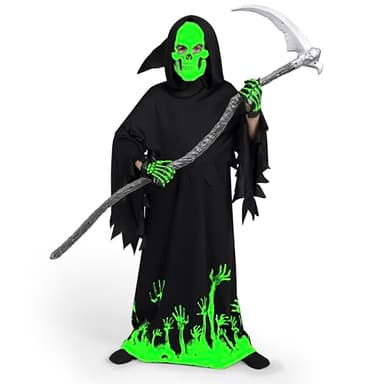 Spooktacular Creations Glow in the Dark Grim Reaper Costume for Boys, Halloween Costumes for Kids, Boys-3T(3-4yr) - Image 5