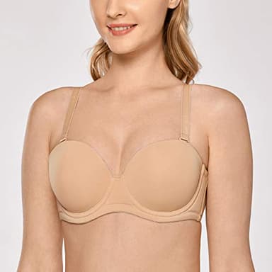 DELIMIRA Women's Underwire Contour Multiway Full Coverage Strapless Bra Plus Size Taupe Tan 40G - Image 3