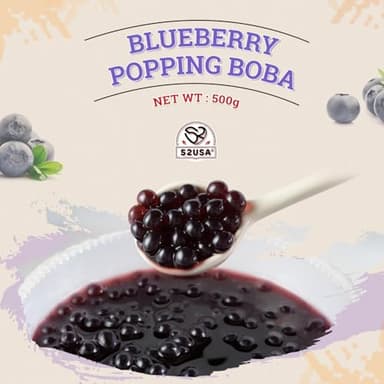 52USA Blueberry Popping Boba (500g), Popping Pearls for Bubble Tea, Beverages, Sweets, Ice Cream, Shakes, Desserts & Smoothies Topping, 1.1 Pound (Pack of 1) - Image 3