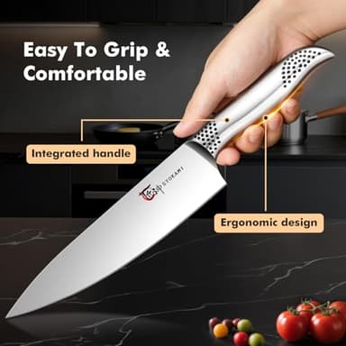 Japanese Knives Set for Kitchen, Magnetic Knife Set with Block and Sharpener, Stainless Steel Knife Set as Gift for Couple, Wedding, Women or Mom with Gift Box, 14 PCS Black Dot - Image 5