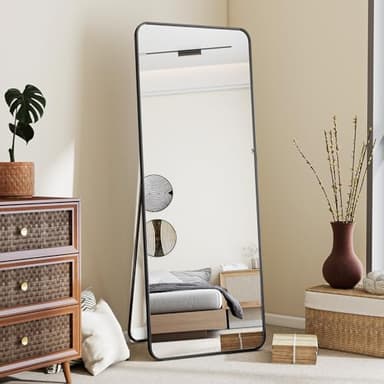 BEAUTYPEAK Black Full Length Mirror, 56"x21" Rounded Corner Floor Mirror Standing Hanging or Leaning Against Wall, Suitable for Bedroom or Dressing Room - Image 2