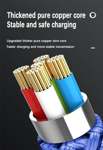 10FT 60W USB-C to USB-C Right Angle Long Charging Cable, Type-C Fast Charge Blue Long Nylon Braided Cord for Apple-iPhone 15,Sam-Sung Galaxy S24/S23,iPad Air,Google Pixel 9,One-Plus 11,PS5 Controller - Image 4