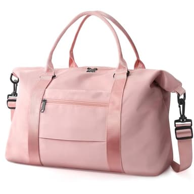 TOPBAG Travel Duffle Bag, Waterproof Weekender Carry On Tote Bags for Women, Sport Gym Bag for Men, Hospital Bag for Labor and Delivery, Overnight Luggage Bag with Trolley Sleeve Coral Pink - Image 1