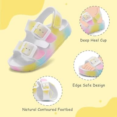 Nedaan Toddler Girls Sandals Kids Adjustable Buckle EVA Slipper Sandals With Hook Loop Back Strap - Image 6