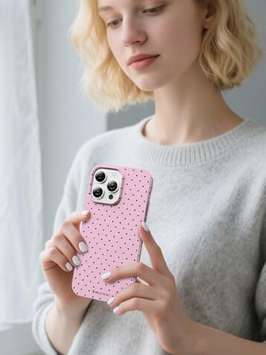 Minyii Compatible with iPhone 14 Pro Max Case, with Polka Dot Aesthetics Design Simple Case for Women Girl, Cute Fashion Soft TPU Slim Protection Phone Case for iPhone 14 Pro Max 6.7'' - Pink - Image 6