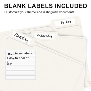 File Folder, RAZCC 150 Pack 1/3 Cut Tab File Folders Letter Size, Folders for Dcouments, Folders with Tab Great for Organizing and Easy File Storage, White - Image 4