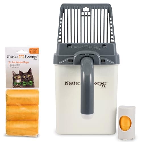 Neater Pet Brands Neater Scooper XL Cat Litter Scoop, 60 Refill Bags – Extra-Large Capacity Mess-Free Cat Litter Scooper with Bag for Large & Multiple Cats, Spill-Proof Litter Box Scooper with Holder - Image 1