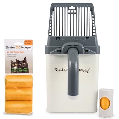 Neater Pet Brands Neater Scooper XL Cat Litter Scoop, 60 Refill Bags – Extra-Large Capacity Mess-Free Cat Litter Scooper with Bag for Large & Multiple Cats, Spill-Proof Litter Box Scooper with Holder - Image 1