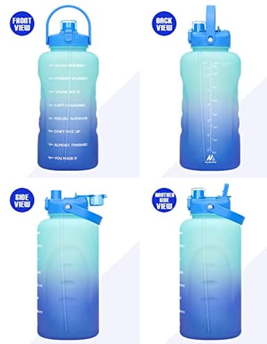 HydroPal 1 Gallon Water Bottles with Straw, 128 oz Water Bottle BPA Free Innovative 2-IN-1 Lid Gym Bottle with Times to Drink Motivational, Large for Sports Fitness Camping Water Jug （13.8X5.5 inch） - Image 7