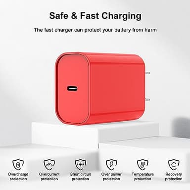 Fast Charger for iPhone Charger Fast Charging 10ft Lightning Cable,for iPhone 14 13 12 Pro Max Fast Charging with 20W USB C Charger Block,Type C to Lightning Cord for iPhone 11 Pro Max/XS-Red - Image 3
