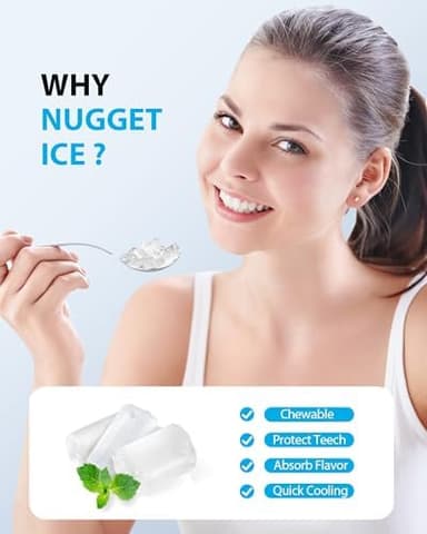 Aeitto Nugget Ice Maker Countertop, Pellet Ice Machine Soft Chewable Ice 40lbs/Day, One-Click Operation, Auto Self-Cleaning Crushed Ice Makers Stainless with Scoop for Home/Kitchen/Office (Silver - Image 3