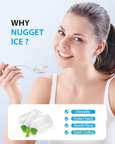 Aeitto Nugget Ice Maker 40Lbs/24H, Countertop Soft Chewable Ice Pebble Ice Machine, One-Click Operation, Auto Self-Cleaning Ice Makers with Scoop&Basket for Home, Office, Kitchen, Party (Black) - Image 3