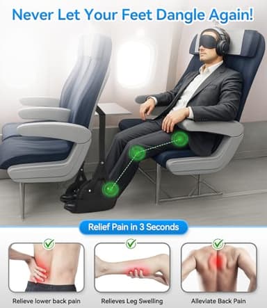 Ergonomic Airplane Foot Hammock(Memory Foam)-Ultimate Comfort Foot Hammock for Plane Travel Essentials to Relax Your Feet, Portable Airplane Foot Rest with Adjustable Strap, Perfect for Long Flight - Image 2