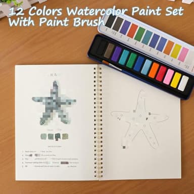 XZGTAND Beginner-Friendly Animals Watercolor Workbooks, 12 Colors Watercolor Paint Set with Paint Brush, Beginner-Friendly Watercolor Painting Kit (Autumn) - Image 5