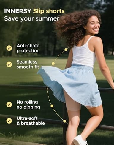 INNERSY Women's Slip Shorts for Under Dresses High Waisted Shorts 3-Pack(Black/Cafe/Light Beige,Large) - Image 3