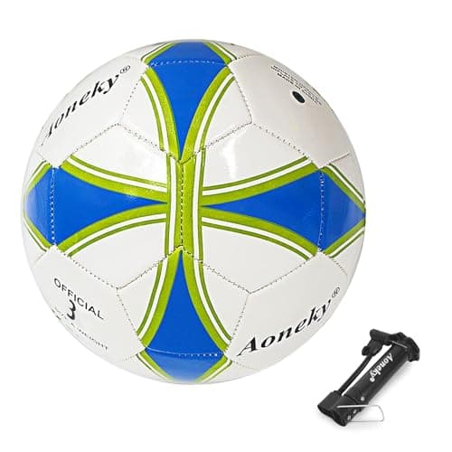 Aoneky 1-Pack Size 3 Soccer Ball - Eco-Friendly 2.5mm PVC Leather, Durable Machine-Stitched Design, Ball Pump Included - Image 1