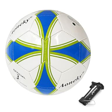 Aoneky 1-Pack Size 3 Soccer Ball - Eco-Friendly 2.5mm PVC Leather, Durable Machine-Stitched Design, Ball Pump Included - Image 1