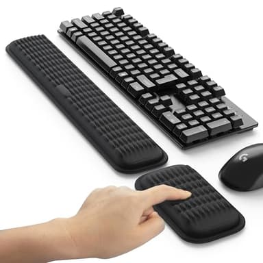 MEKASS Ergonomic Wrist Rest for Keyboard and Mouse, Soft Memory Foam Keyboard Wrist Rest Set with Non-Slip Silicone Base, Easy Typing, Pain Relief, Comfort for Office, Work, Gaming (Classic Black) - Image 1
