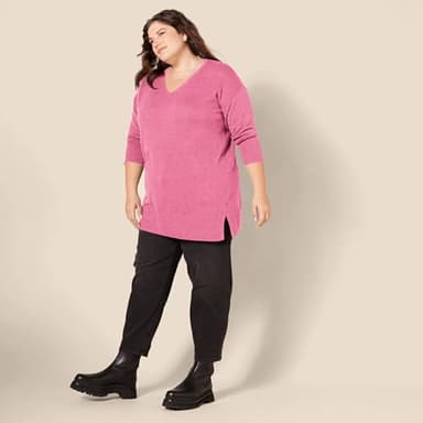 Amazon Essentials Women's Lightweight Long-Sleeve V-Neck Tunic Sweater (Available in Plus Size), Pink Heather, XX-Large - Image 8