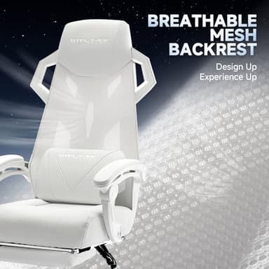 GTPLAYER Computer Chair with Adjustable Footrest, Ergonomic Gaming Chair with Headrest and Lumbar Support, Breathable Mesh Office Chair for Adults, High Back Reclining Desk Chair for Gaming and Office - Image 4