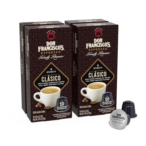 Don Francisco's Clasico Espresso Pods: 40 Recyclable Aluminum Capsules, Intensity 9 Dark Roast, Compatible with Nespresso Original Line Machines - Bold Cuban-Style with Spicy Chocolate Notes - Image 1