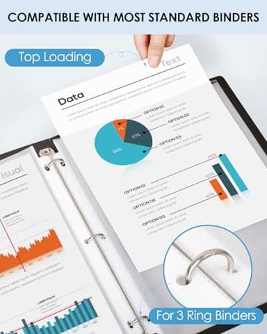 KTRIO Sheet Protectors 8.5 x 11 inch, Clear Page Protector for 3 Ring Binder, Plastic Sleeves for Binders, Top Loading Paper Sheets Document Sleeve Letter Size, Office & Home, 250 Pack - Image 2