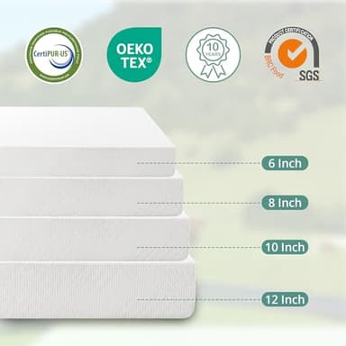 EGO White 10 Inch Short King Memory Foam RV Mattress, Cooling Gel Green Tea Mattress for RVs, Campers & Trailers, Bed in a Box, CertiPUR-US Certified, 72"×75", Medium Firm - Image 7