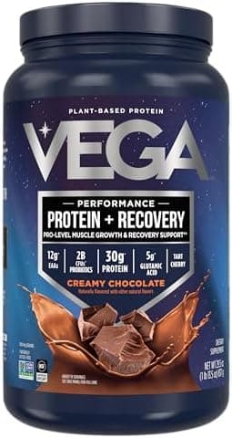 Vega Sport Vegan Protein Powder + Recovery - 30g Plant Based Protein per Serving, Chocolate, 19 Servings, 5g BCAAs, Probiotics, NSF Certified, for Shakes & Smoothies, 1.8lbs (Packaging May Vary - Image 3