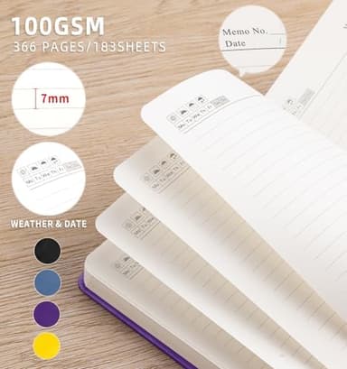 Lined Journal Notebook 365 Pages, A5 Leather Journals for Writing Women & Men, Hardcover Notebook with 100GSM Thick Paper, Daily Journal Notebook for Travel, Work, School, Note Taking, College Ruled - Image 5