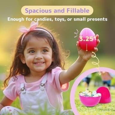 PREXTEX 3.5” Unfilled Easter Eggs, 12 pcs Empty Plastic Eggs Fillable with Candy, Presents for Toy Basket - Easter Decorations, Toy Egg Basket - Boys and Girls - Image 3