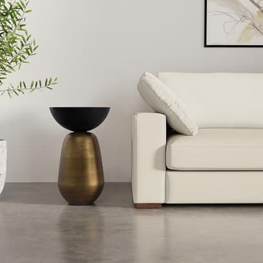 SIMPLIHOME Clement Cast Aluminum Side Table, 15.25" Round, 24" Tall, Black Nickel/Antique Brass, Industrial Hourglass Design for Living Room - Image 11