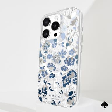 kate spade new york iPhone 16 Pro Case - Compatible with MagSafe - Designer Phone Case - Flowerbed Blue Gems - Image 8