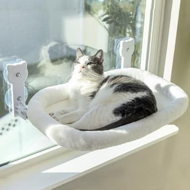 Cat Window Perch, Cat Window Hammock Soft and Comfortable Window Seat Bed with Washable Cover,Simple Install and Easy Clean Upgraded Suction Cups Hold up to 40lbs,Suitable for Window Width Over 24in - Image 1
