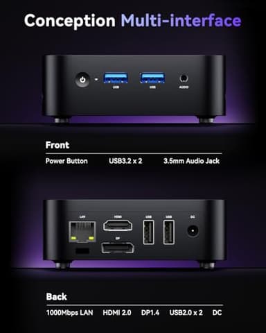 ACEMAGICIAN Vista V1 N97 Mini Pc Computers, 12Th Gen Intel N97(Beat N150/N100, Up to 3.6Ghz), 16GB DDR4 RAM 512GB SSD Mini Computer, UHD 4K HDMI DP, 2.4G/5G WiFi/Bt, Vesa Home/Office Micro Pc - Image 5