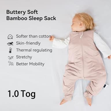 BubblePanda Rayon Made from Bamboo Toddler Sleep Sack with Feet 24-36 Months 1.0 Tog Ultra Soft Toddler Sleeping Sack 2t-3t Sleep Bag Walker Quilted Wearable Blanket with Legs 2-Way Zipper Lightweight - Image 2