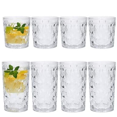 Drinking Glasses Set, 13 oz and 8 oz Highball Glasses Set, Bar Same Style, Essential Glassware for Home, Suitable for Water, Juice, Milk, Cocktails, Whisky, Iced Tea, Great Gift, 8 Pack - Image 1