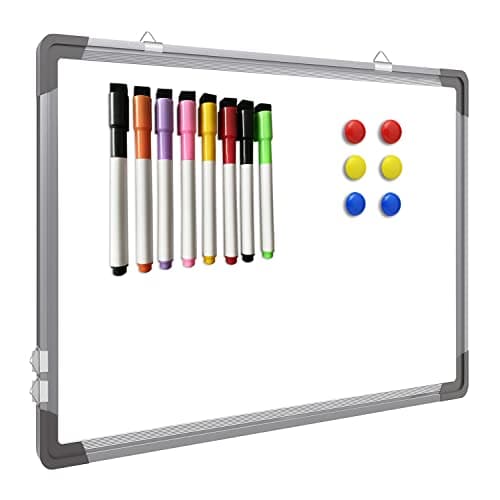 White Board Dry Erase 16" x 12" Hanging Fist School Sign,8 Magnetic Markers ，6 Magnets,Portable Writing, Drawing & Planning Whiteboard Easy to Clean Wall Whiteboard for Office School, Kids, Home - Image 1