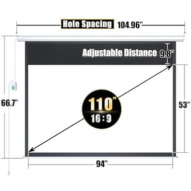 110" Motorized Projector Screen - Indoor and Outdoor Movies Screen 110 inch Electric 16:9 Projector Screen W/Remote Control - Image 2