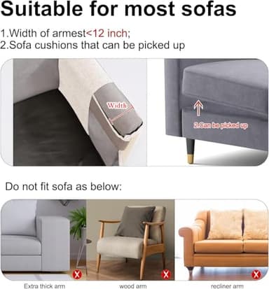 Cat Scratch Sofa Protector,27.6L*19.6Winch Cat Scratch Furniture Protector Pad Couch Arm Sheild with Natural Sisal for Protecting Couch Sofa Chair Furniture（Beige/Left Handed - Image 3
